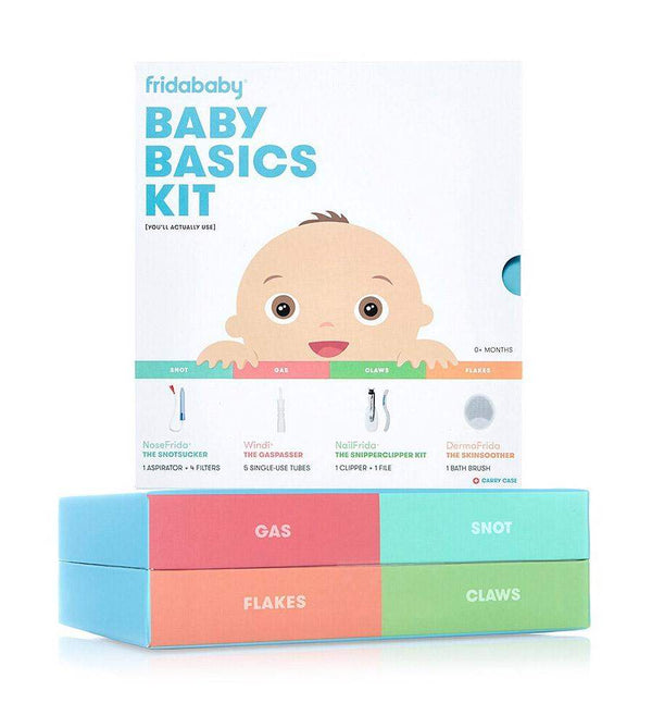 Frida Baby Baby Basics Kit|Includes NoseFrida, NailFrida, Windi, DermaFrida  + Silicone Carry Case